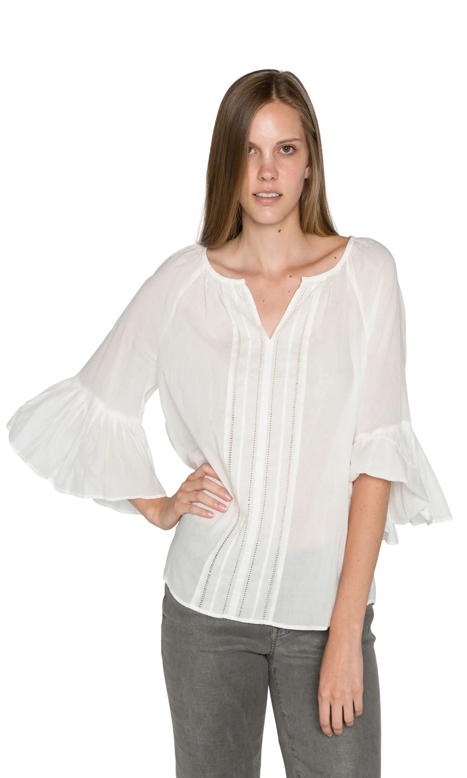 Velvet by Graham & Spencer Celina Cotton Voile Pleated Top