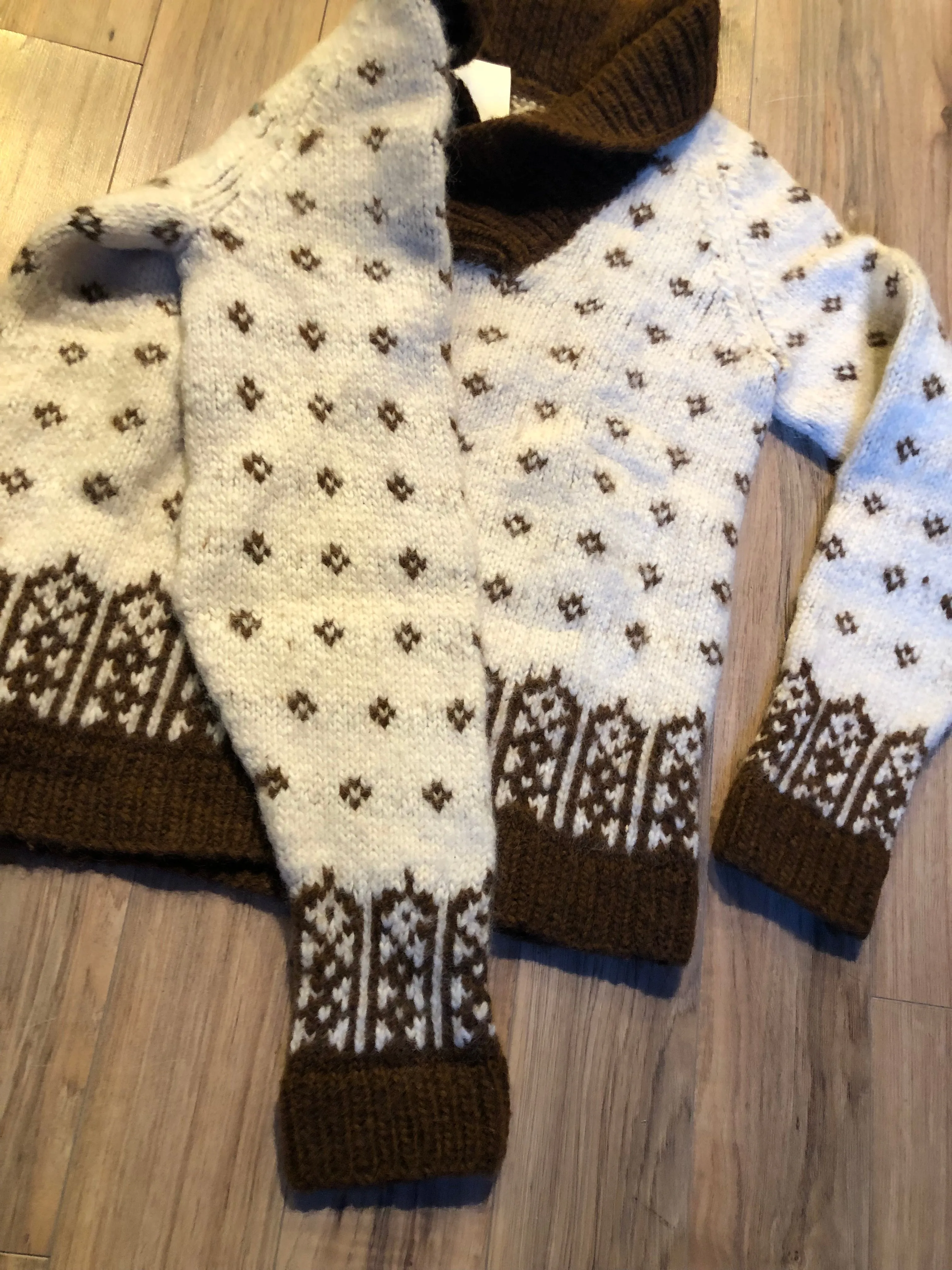 Vintage Hand-Knit Cowl Neck Pullover