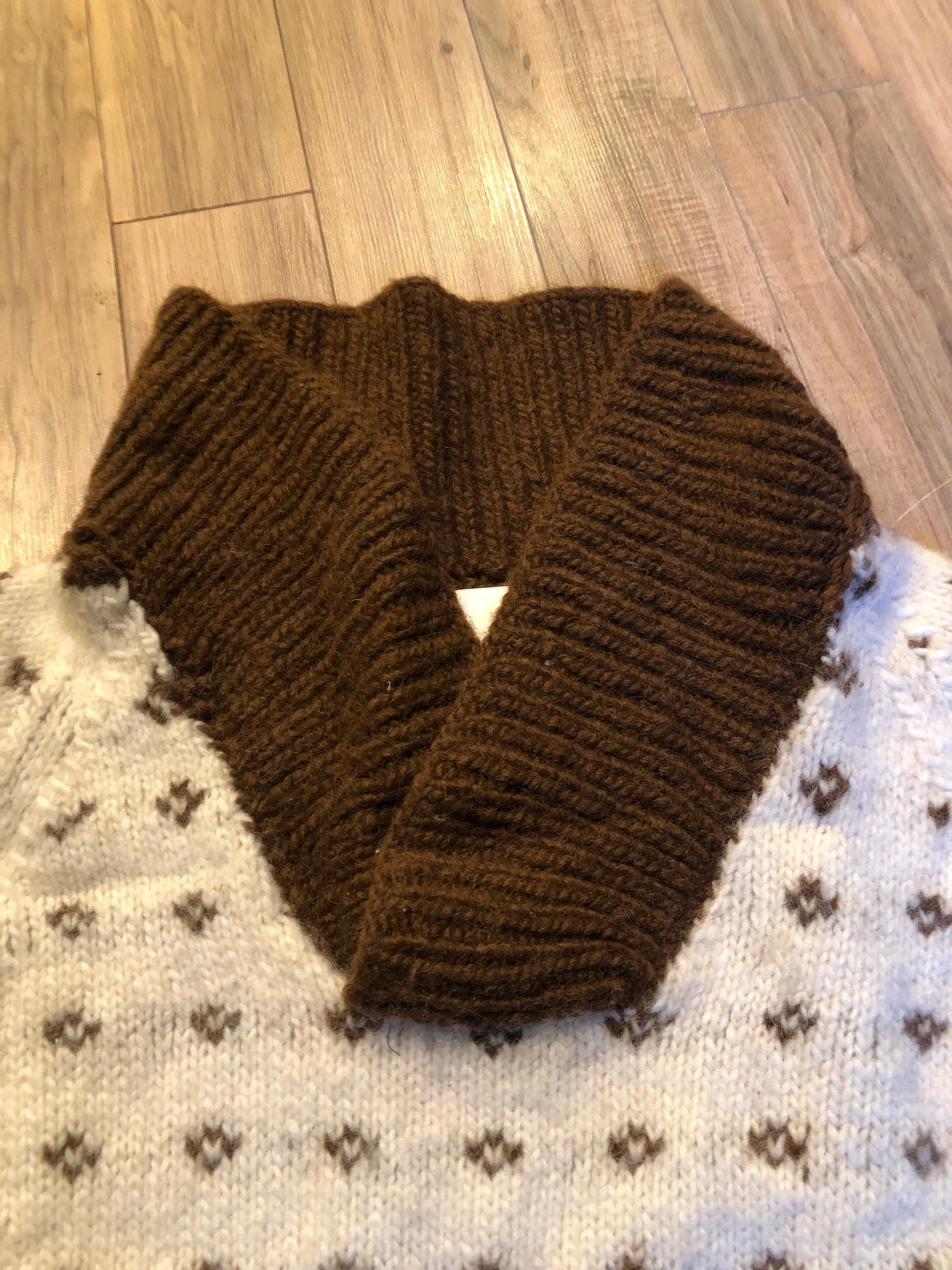 Vintage Hand-Knit Cowl Neck Pullover