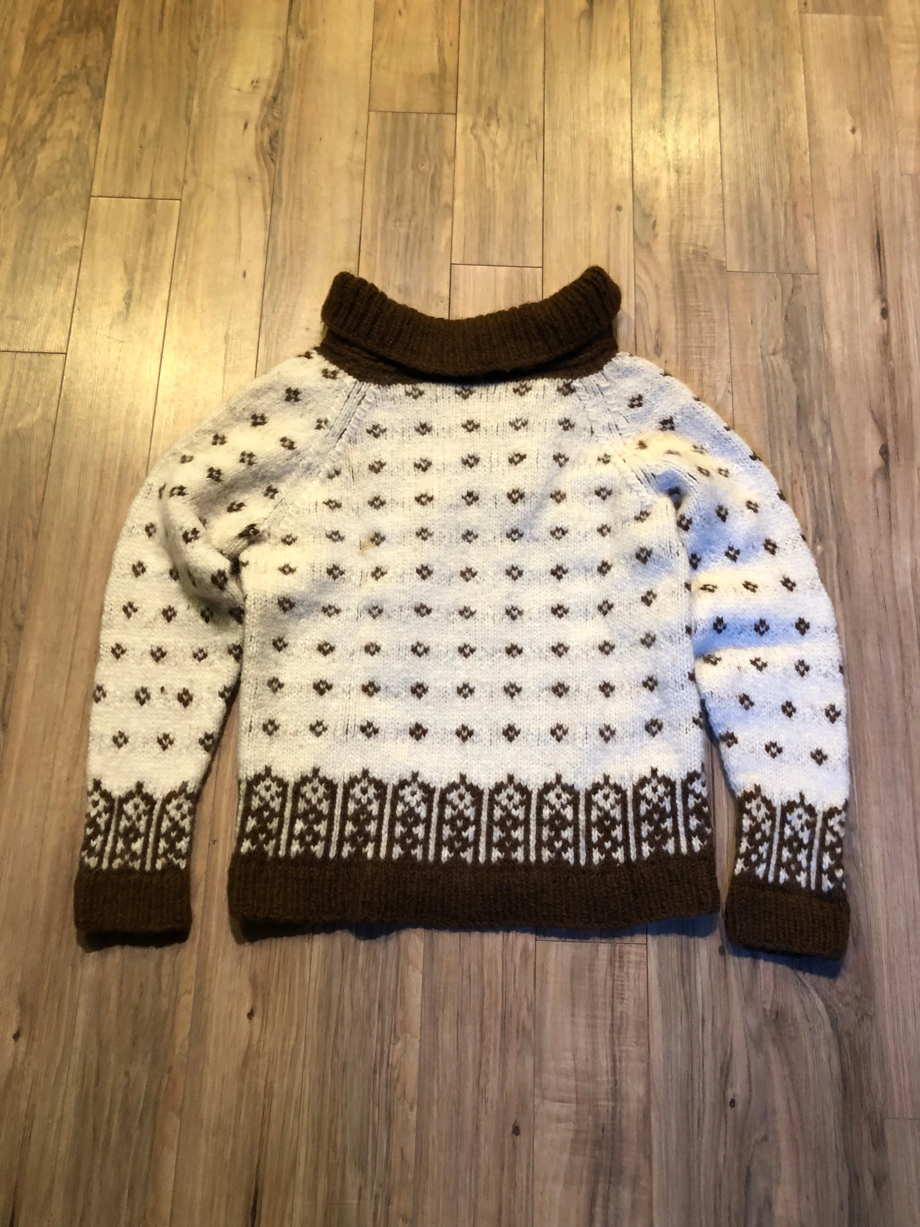 Vintage Hand-Knit Cowl Neck Pullover