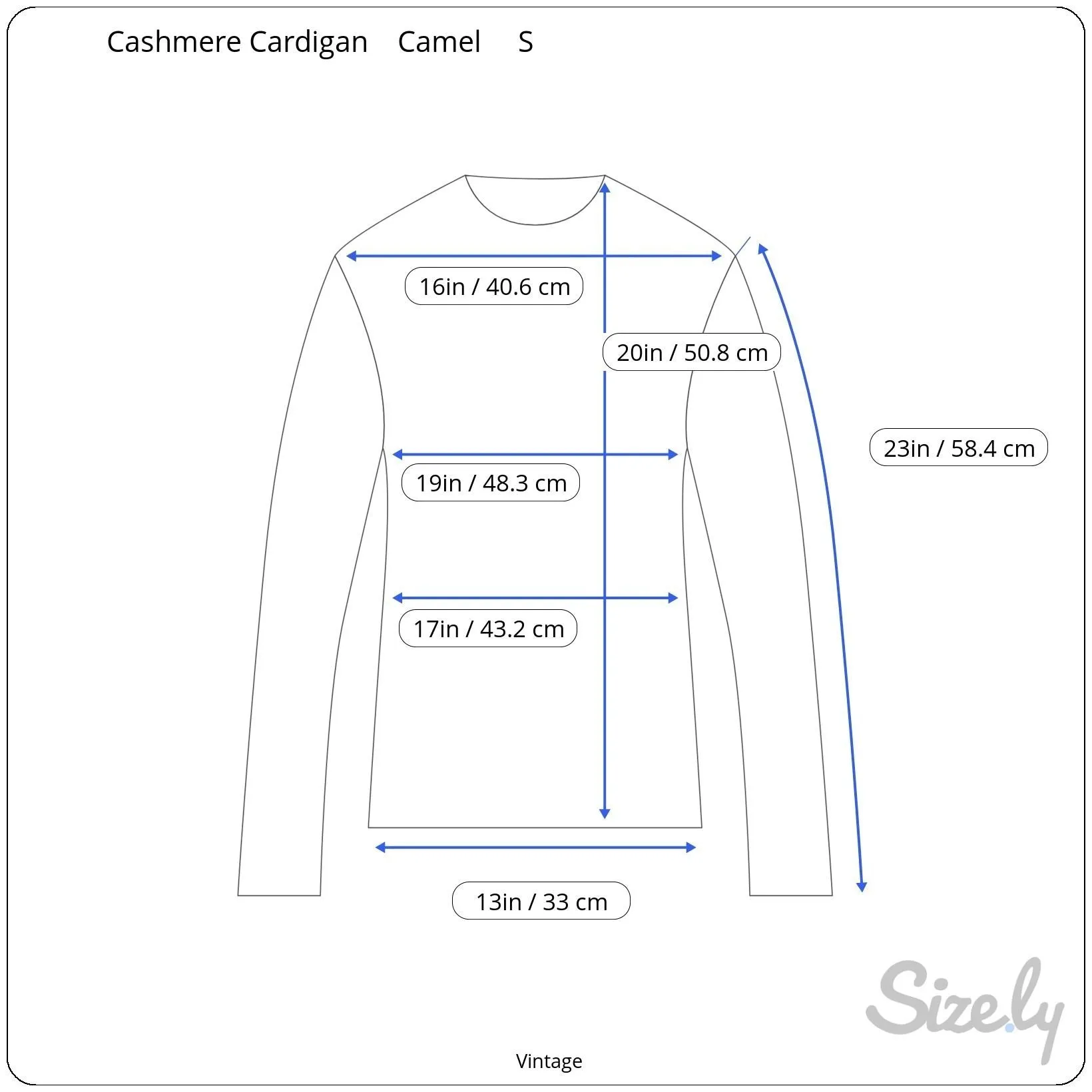 Vintage Womens Camel Button-Up Cashmere Wool Crew Neck Cardigan Knit Sweater S