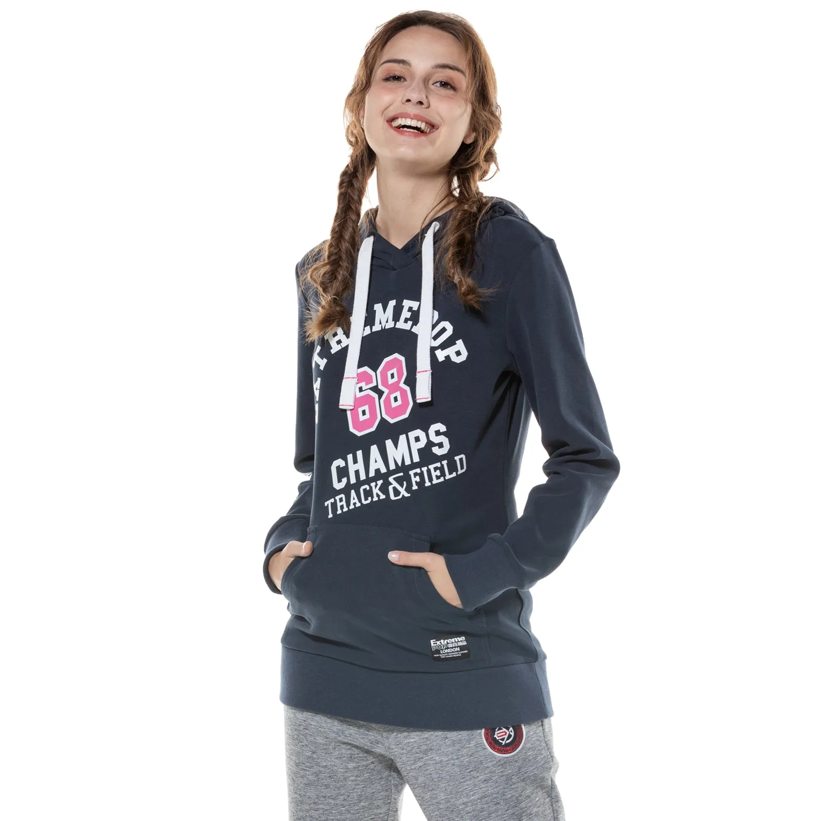 Women's Hoodie CHAMPS Sweatshirt S M L XL Navy Grey Pink